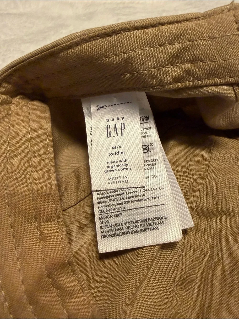 Baby Gap Toddler Khaki Logo Baseball Cap Hat XS/S